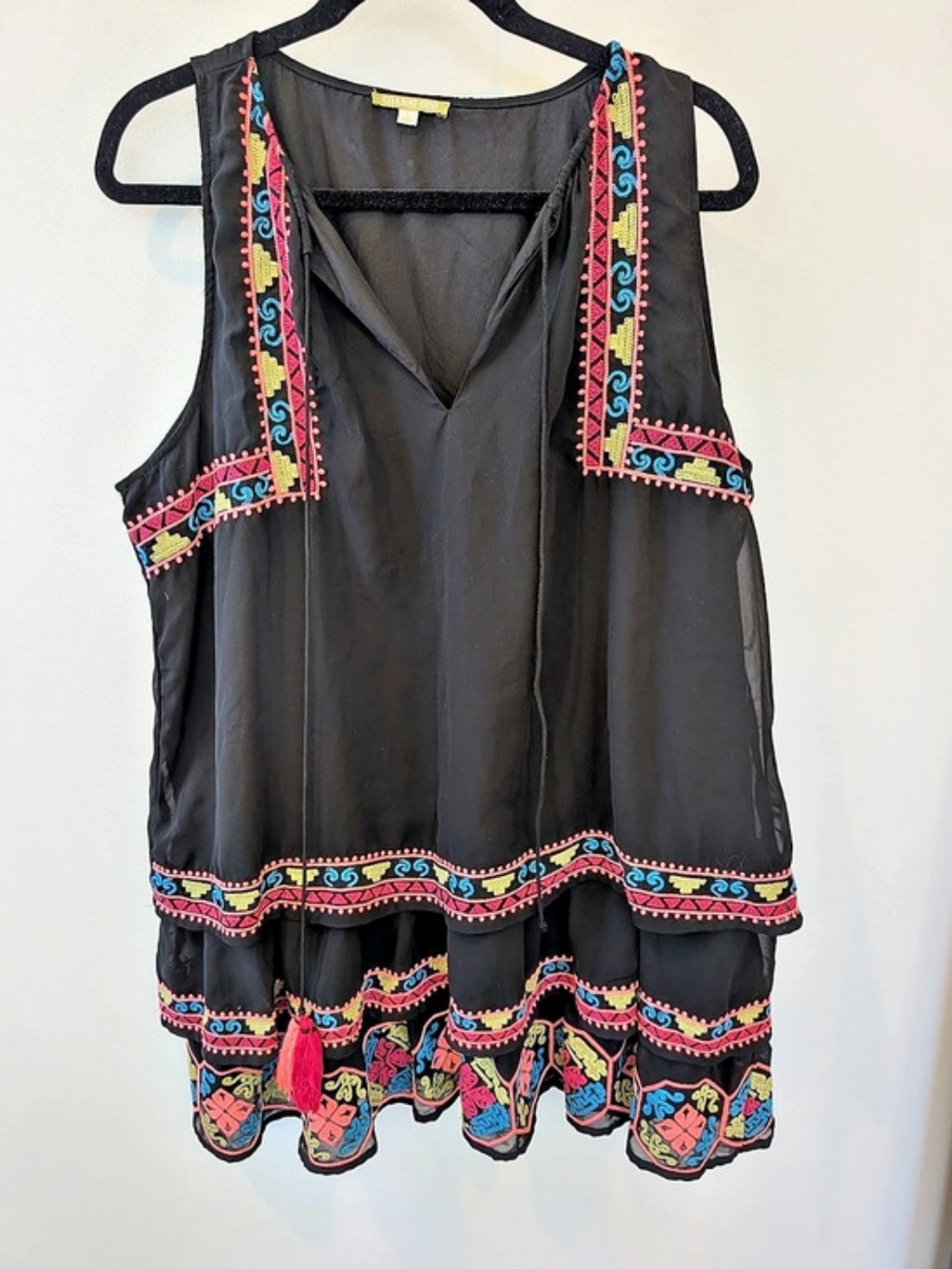 Gianni Bini Black Embroidered Tunic
